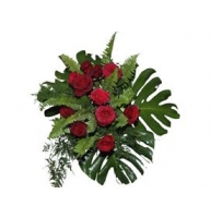 Bouquet of roses decorated with greenery