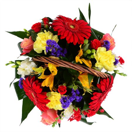 Nice and beautiful bouquet in a basket - perfect gift