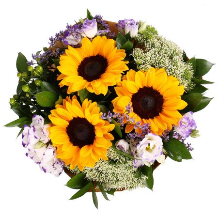 Bright beautiful bouquet of sunflowers 'Summer Symphony' to buy with delivery