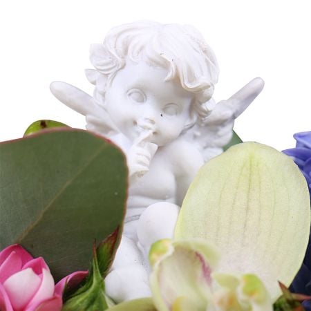 Tender bouquet, flowers in box, angelic flowers, bouquet with archids, box with orchid, gentle flowe