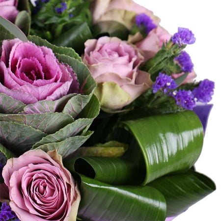 Buy an unusual bouquet in purple tones with delivery