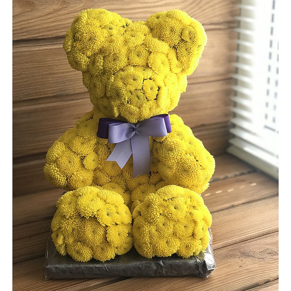 Bouquet Yellow teddy with a tie-bow