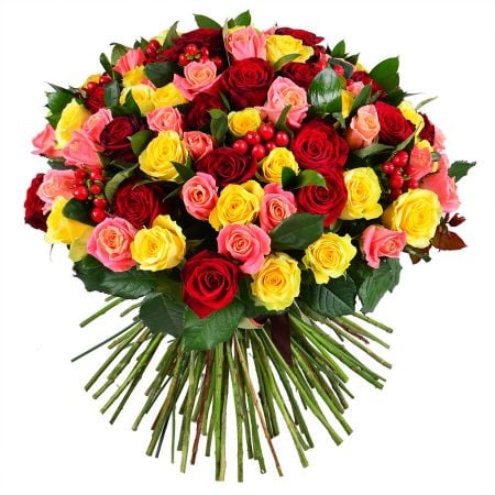 Bouquet 101 multicolored roses