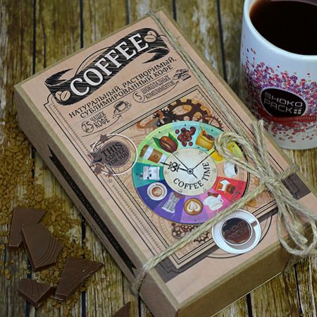 Order original coffee set with delicious chocolate bars. Fast delivery to any city. 