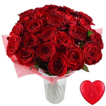 Bouquet Flame of senses 25 roses + soap for free