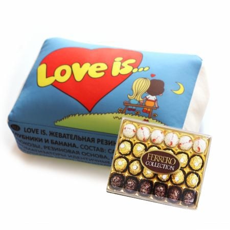 Product   Подушка Love is + Конфеты Ferrero Rocher Collection