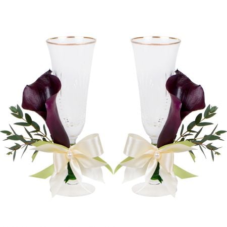 Bouquet Wedding glasses with calla lilies