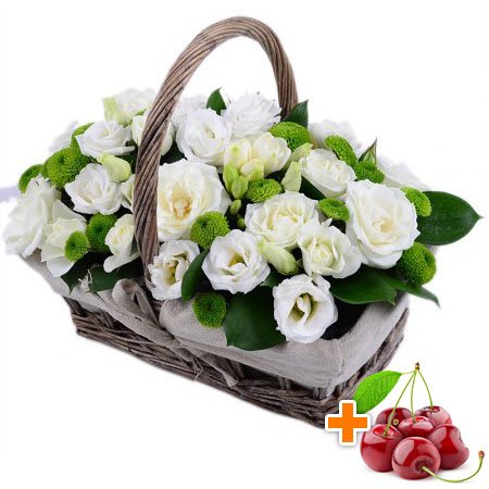 Bouquet Wedding basket + cherries